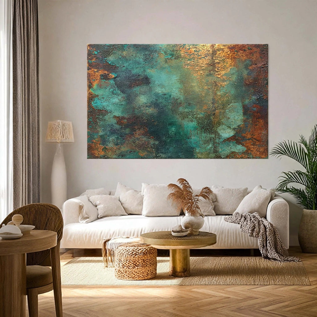 Verdigris Patina Textured Abstract Painting #M934
