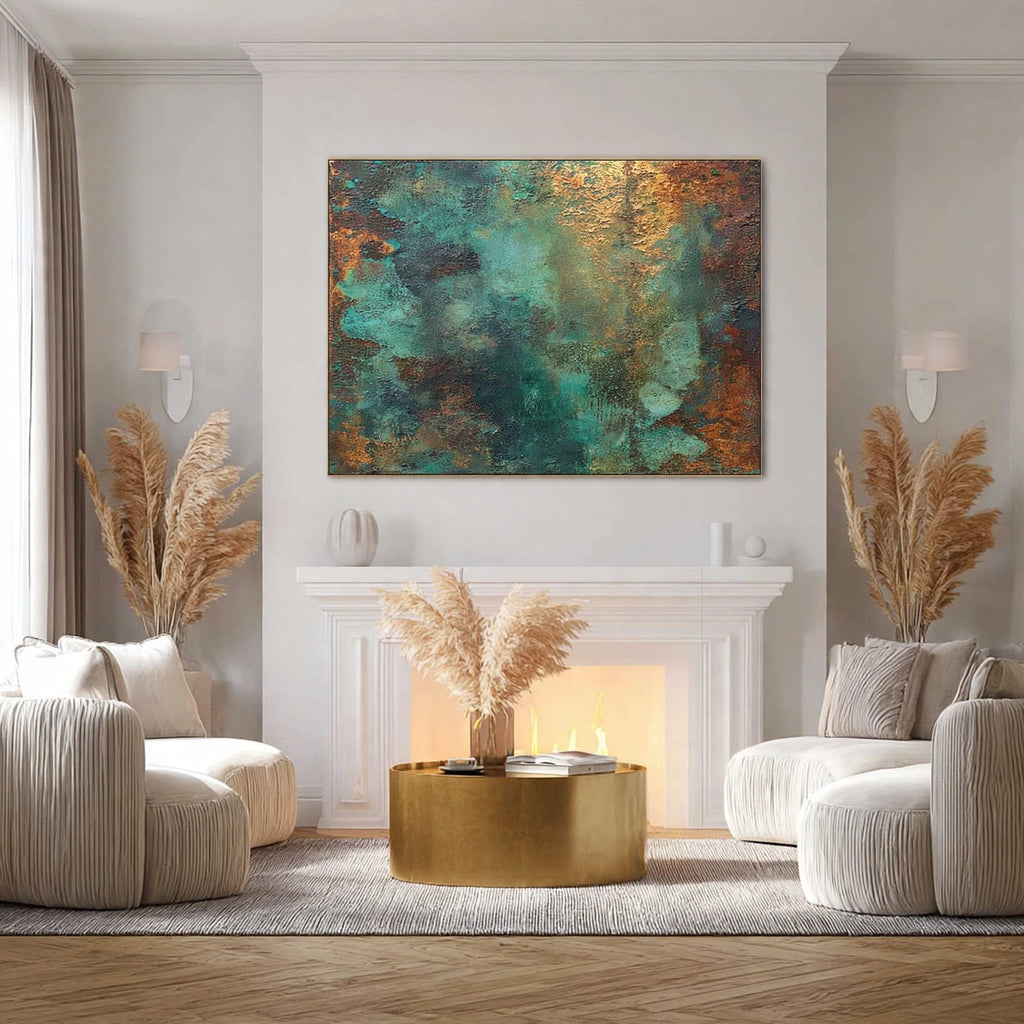 Verdigris Patina Textured Abstract Painting #M934