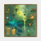 Emerald Glow Colorful Abstract Painting #M938