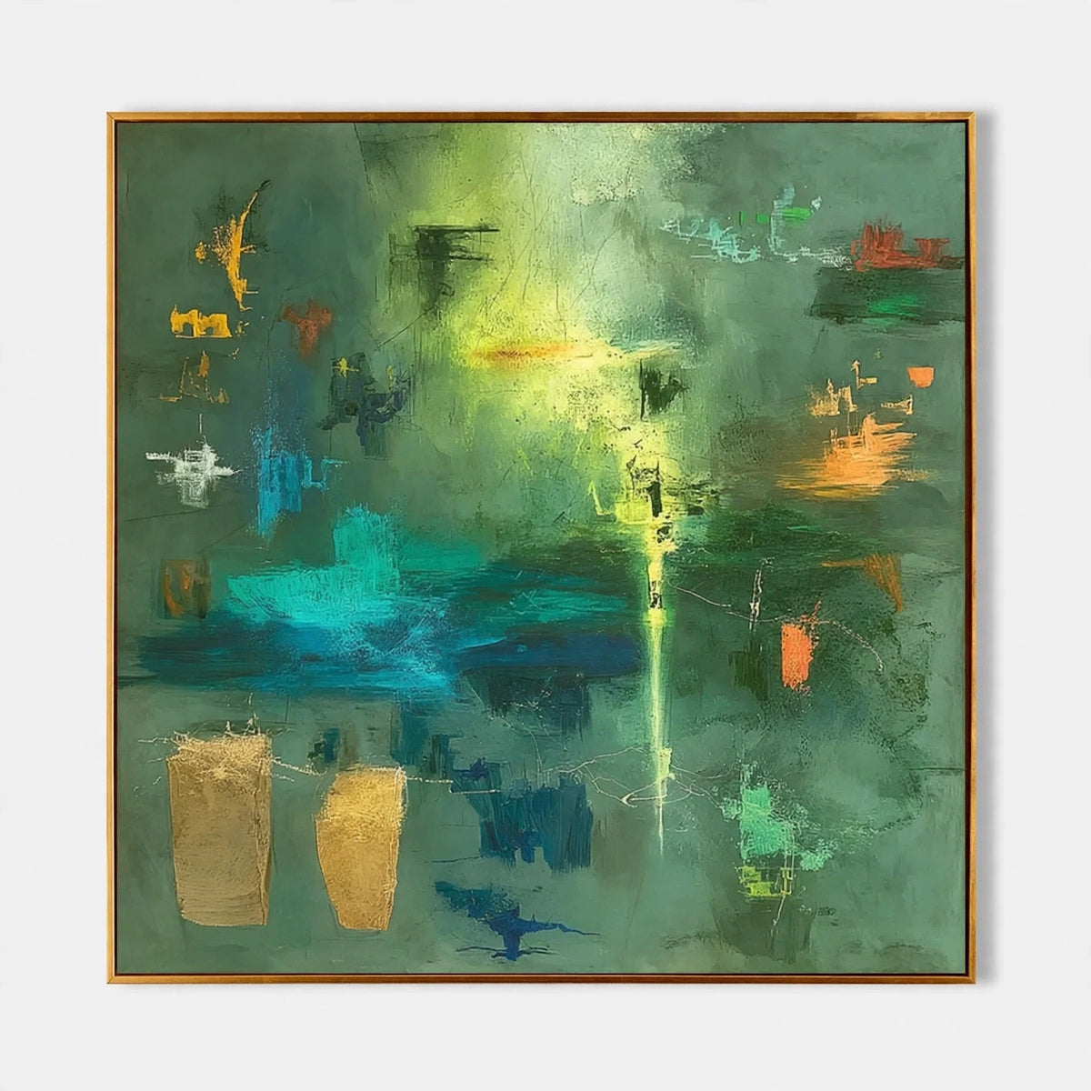 Emerald Glow Colorful Abstract Painting #M938
