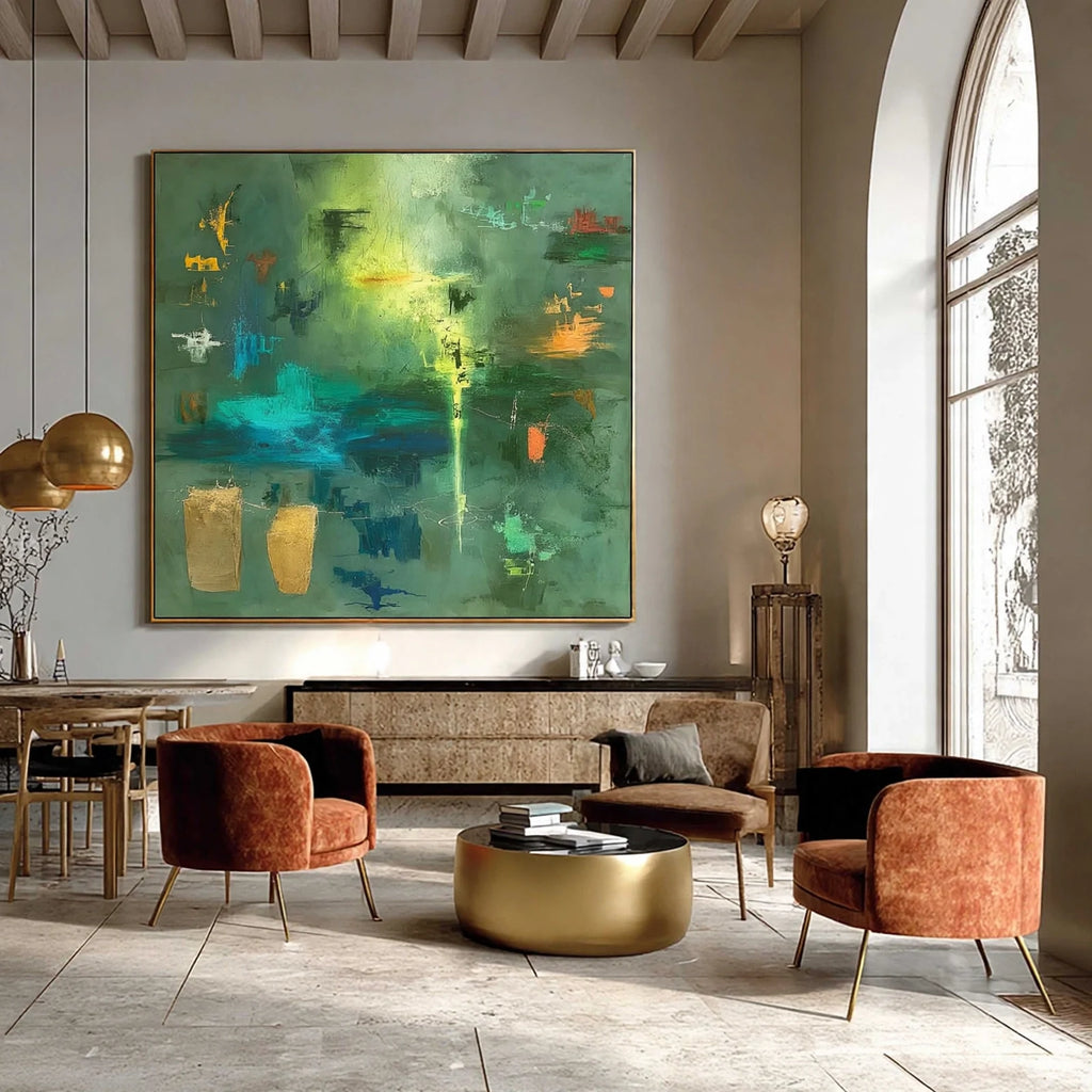 Emerald Glow Colorful Abstract Painting #M938