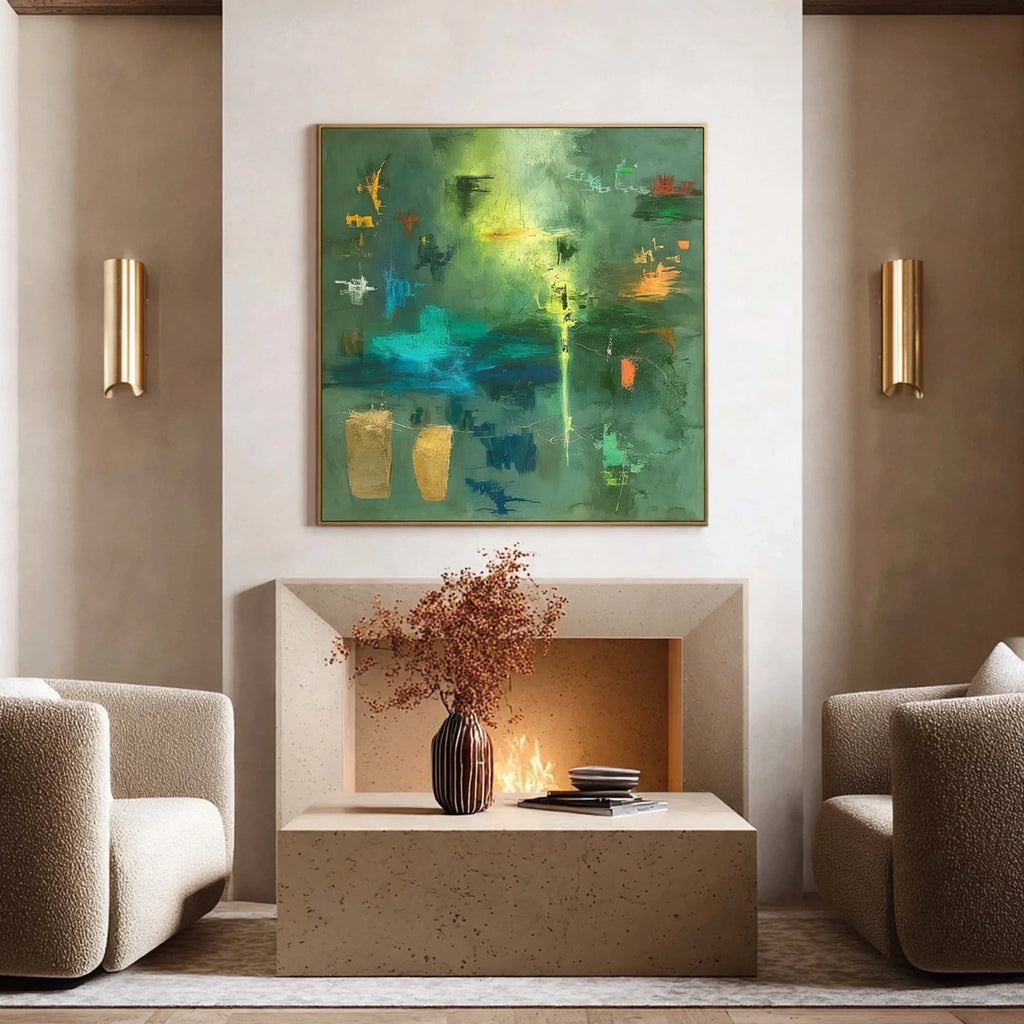 Emerald Glow Colorful Abstract Painting #M938