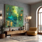 Emerald Glow Colorful Abstract Painting #M938