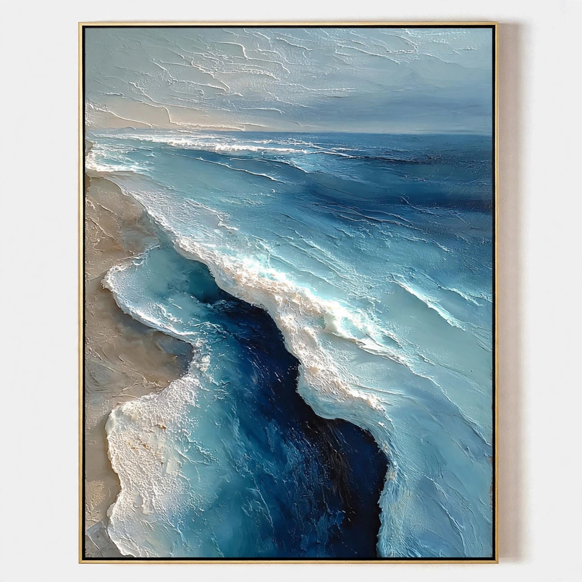 Azure Swell Textured Seascape Painting #M943