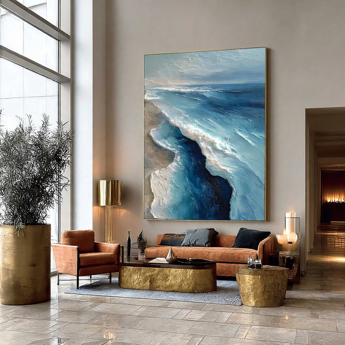 Azure Swell Textured Seascape Painting #M943