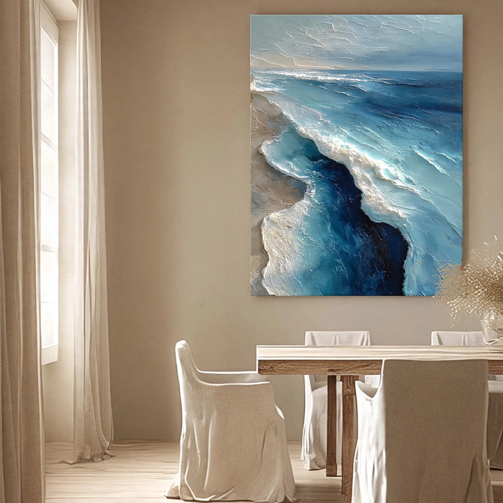 Azure Swell Textured Seascape Painting #M943
