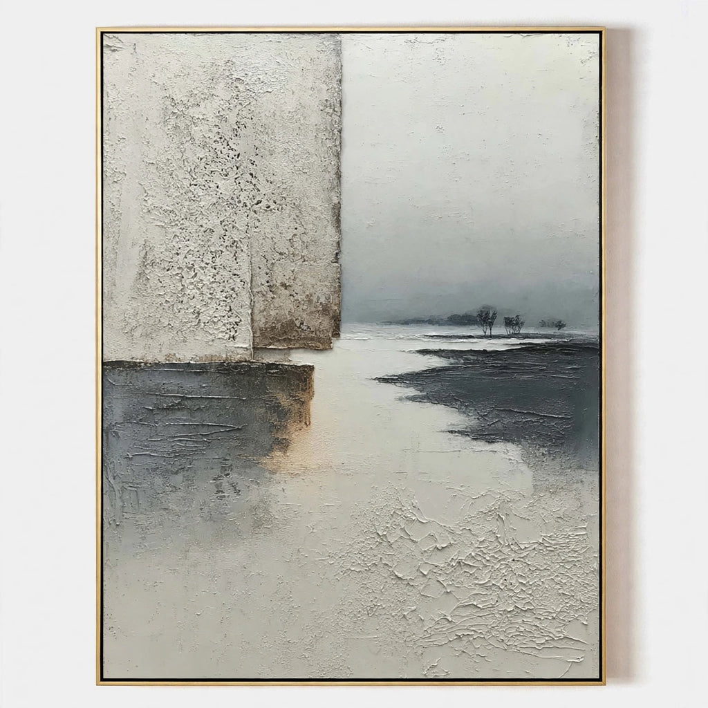 Misty Shore Textured Landscape Painting #M946