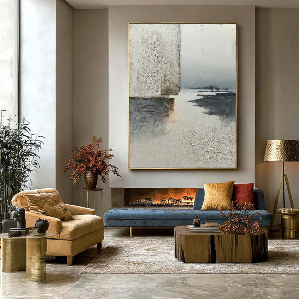 Misty Shore Textured Landscape Painting #M946