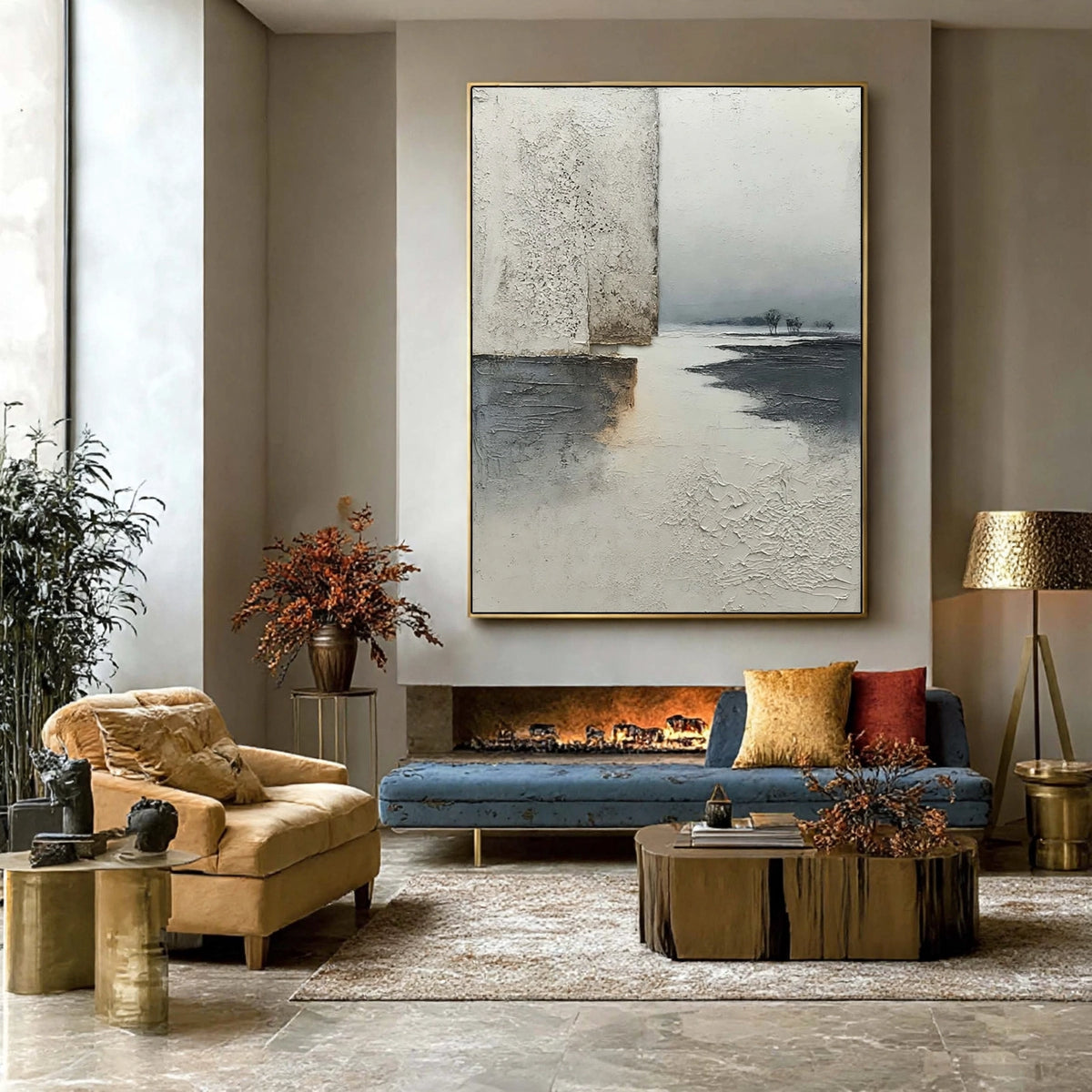Misty Shore Textured Landscape Painting #M946