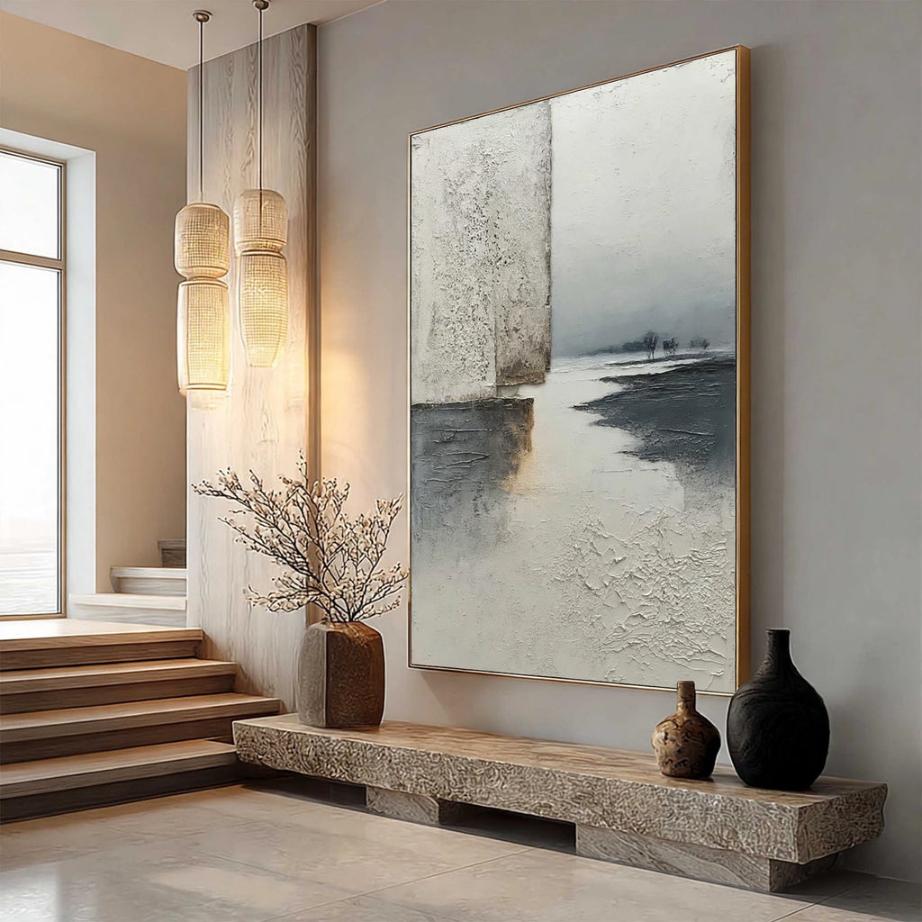 Misty Shore Textured Landscape Painting #M946