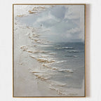 Silver Tide Textured Seascape Painting #M949