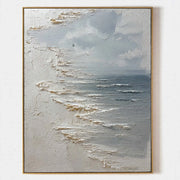 Silver Tide Textured Seascape Painting #M949