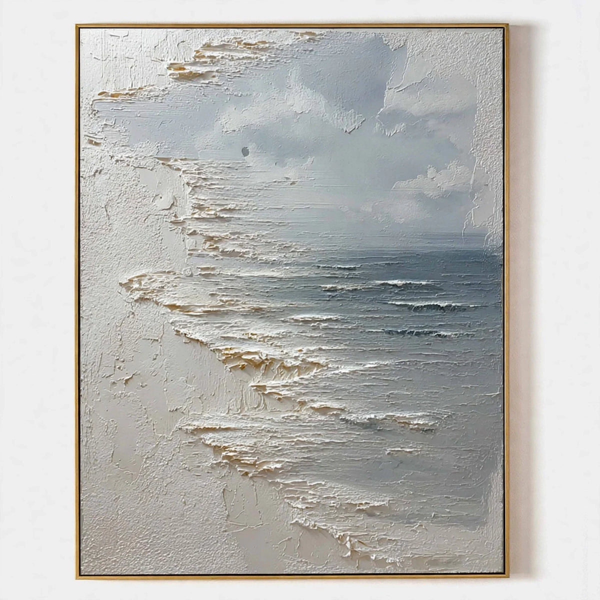 Silver Tide Textured Seascape Painting #M949