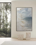 Silver Tide Textured Seascape Painting #M949