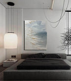 Silver Tide Textured Seascape Painting #M949
