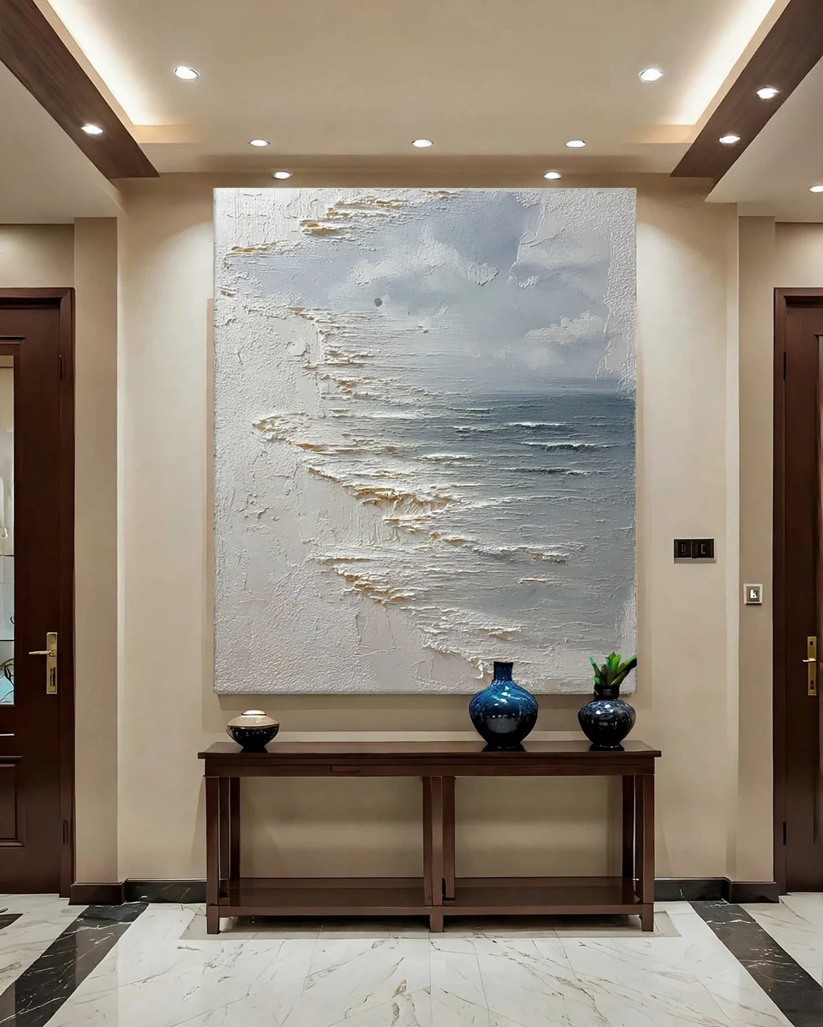 Silver Tide Textured Seascape Painting #M949