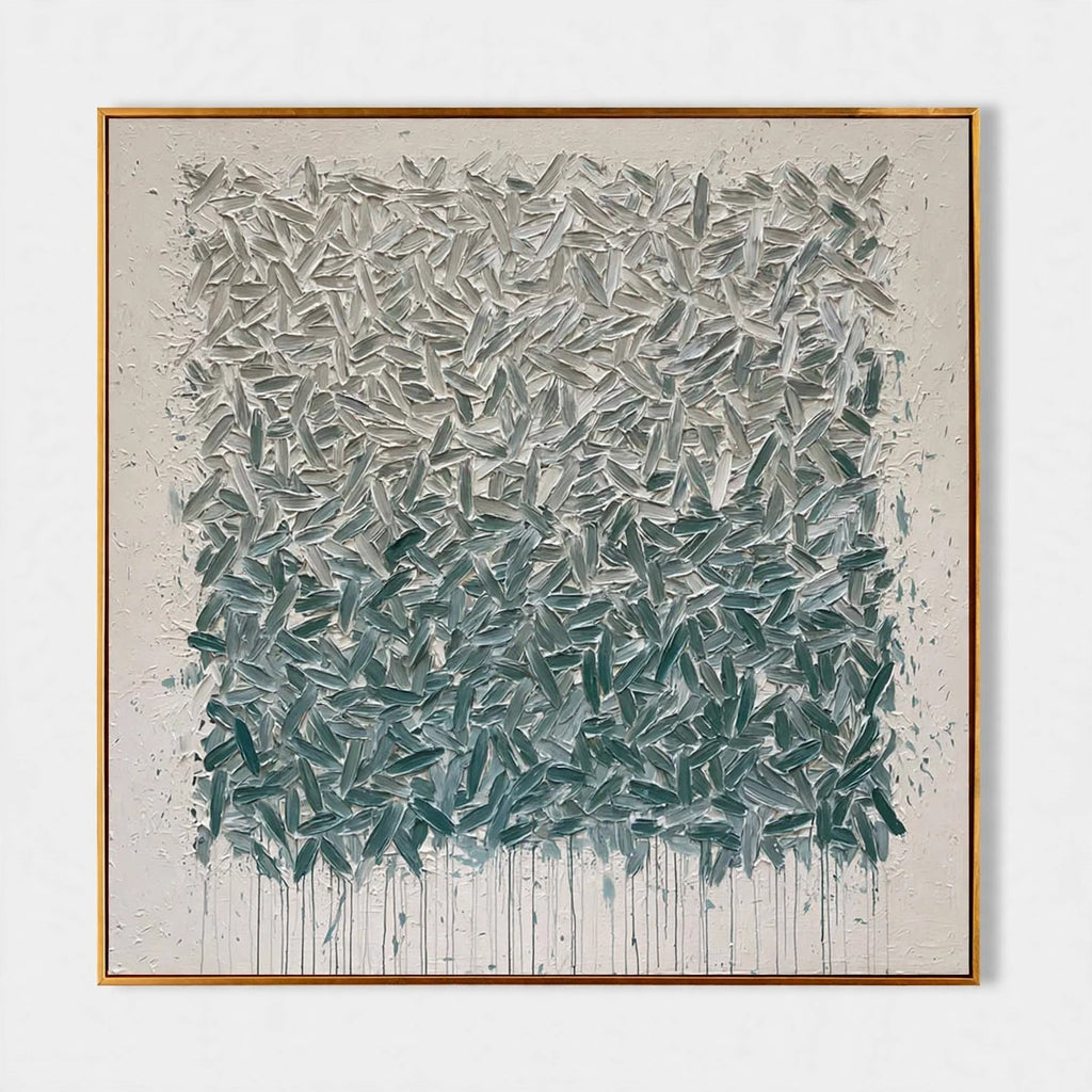 Teal Petal Textured Abstract Painting #M950
