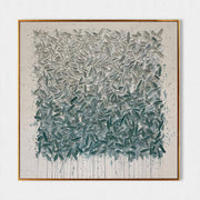 Teal Petal Textured Abstract Painting #M950