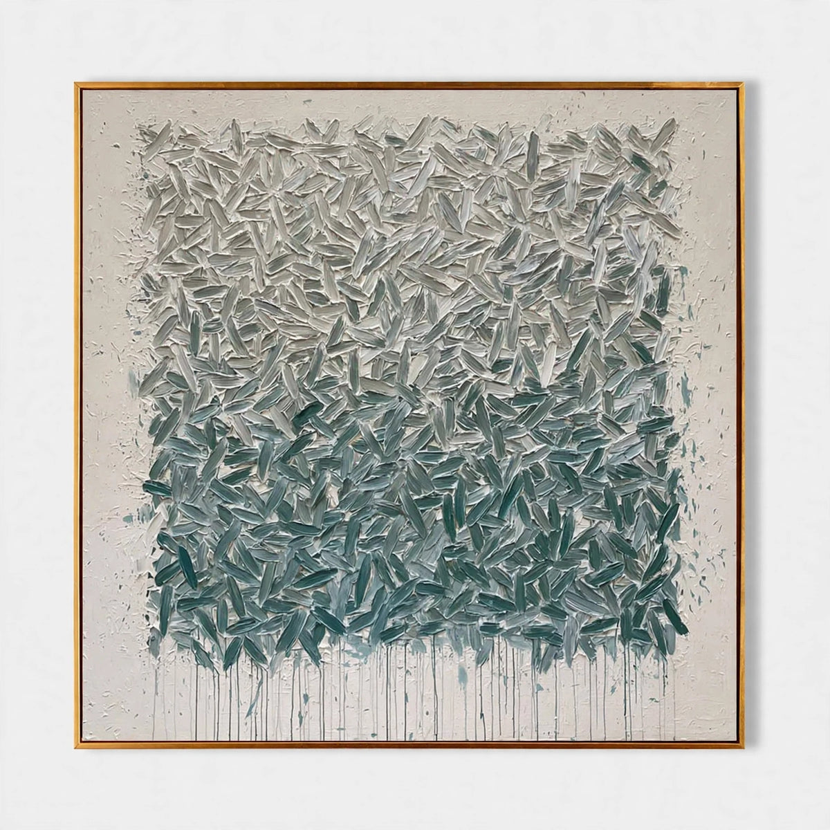 Teal Petal Textured Abstract Painting #M950