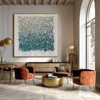 Teal Petal Textured Abstract Painting #M950