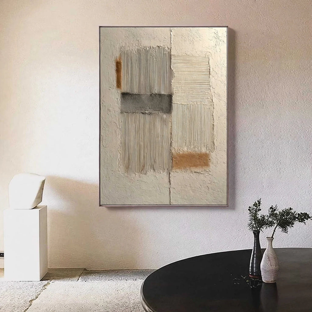 Combed Blocks Textured Abstract Painting #M951