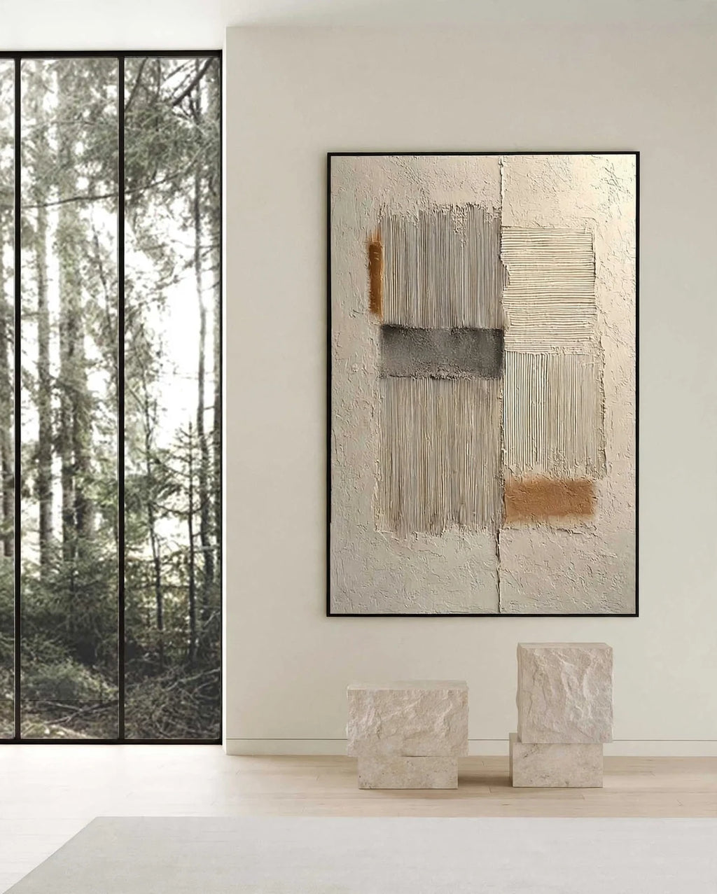 Combed Blocks Textured Abstract Painting #M951