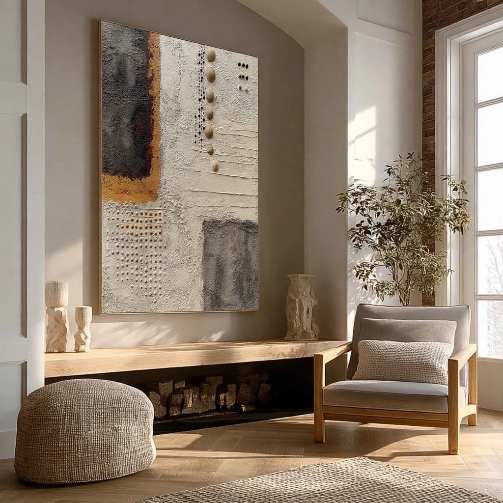 Orb Column Textured Abstract Painting #M952