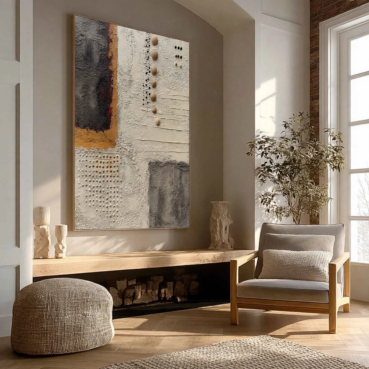 Orb Column Textured Abstract Painting #M952