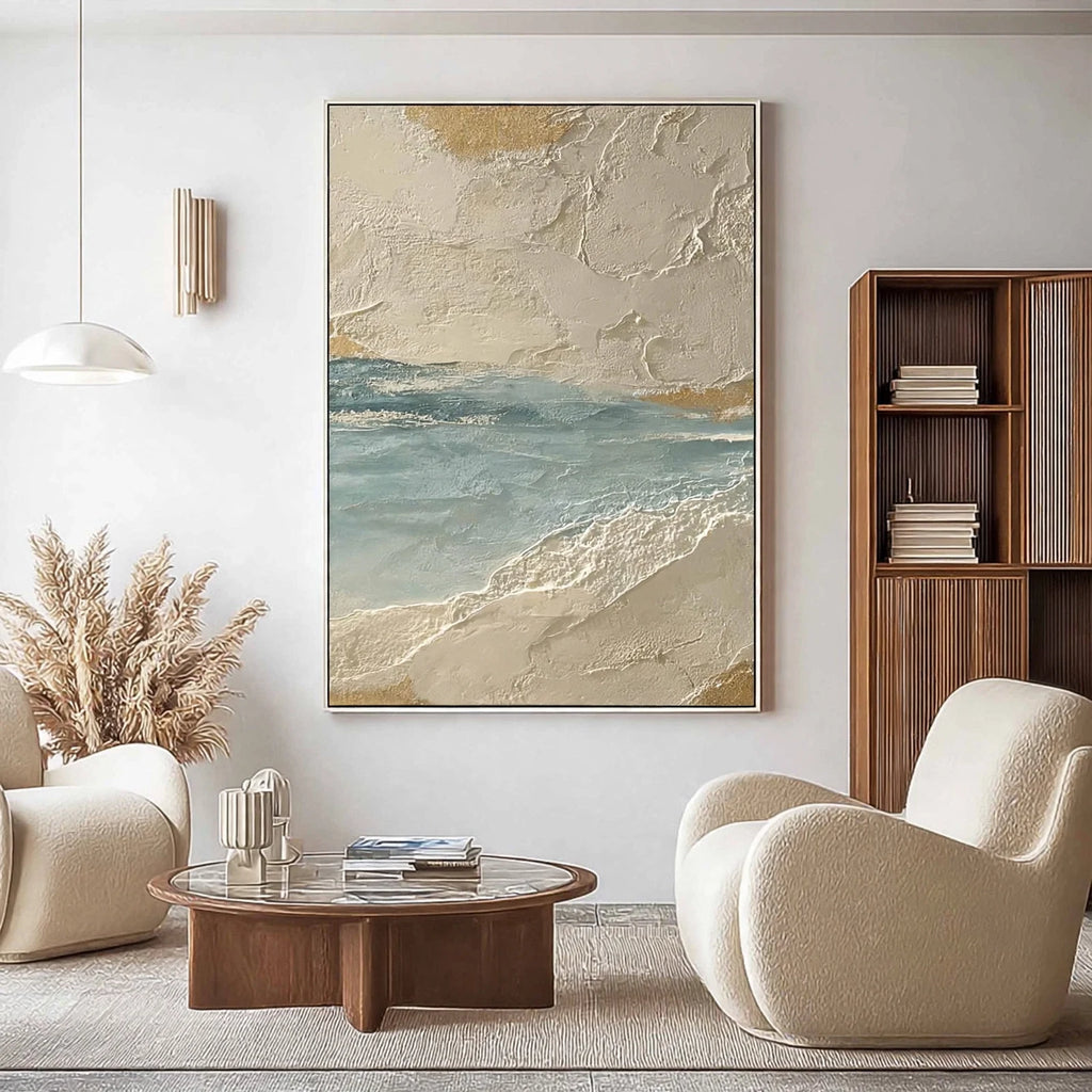 Golden Shore Textured Seascape Painting #M957