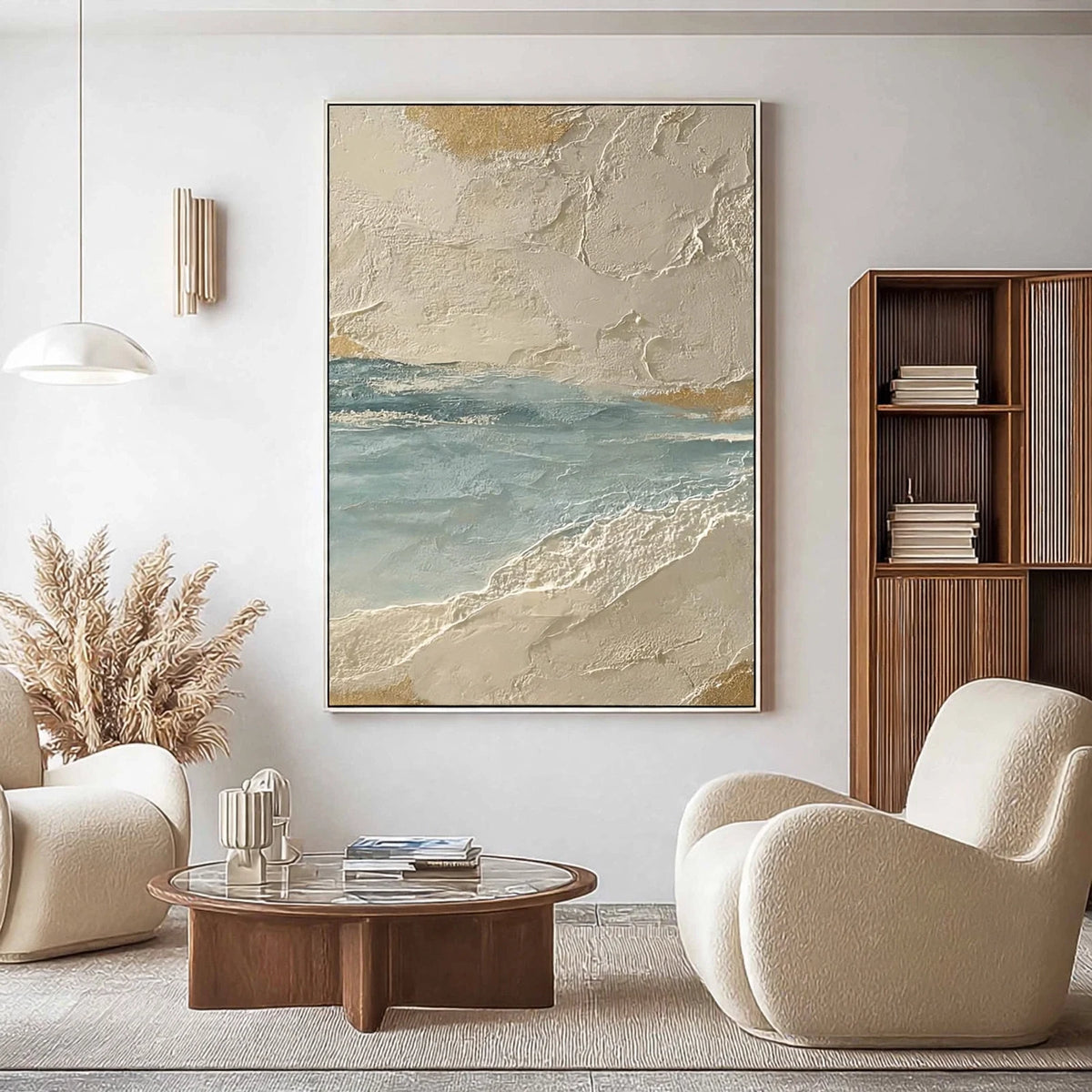 Golden Shore Textured Seascape Painting #M957