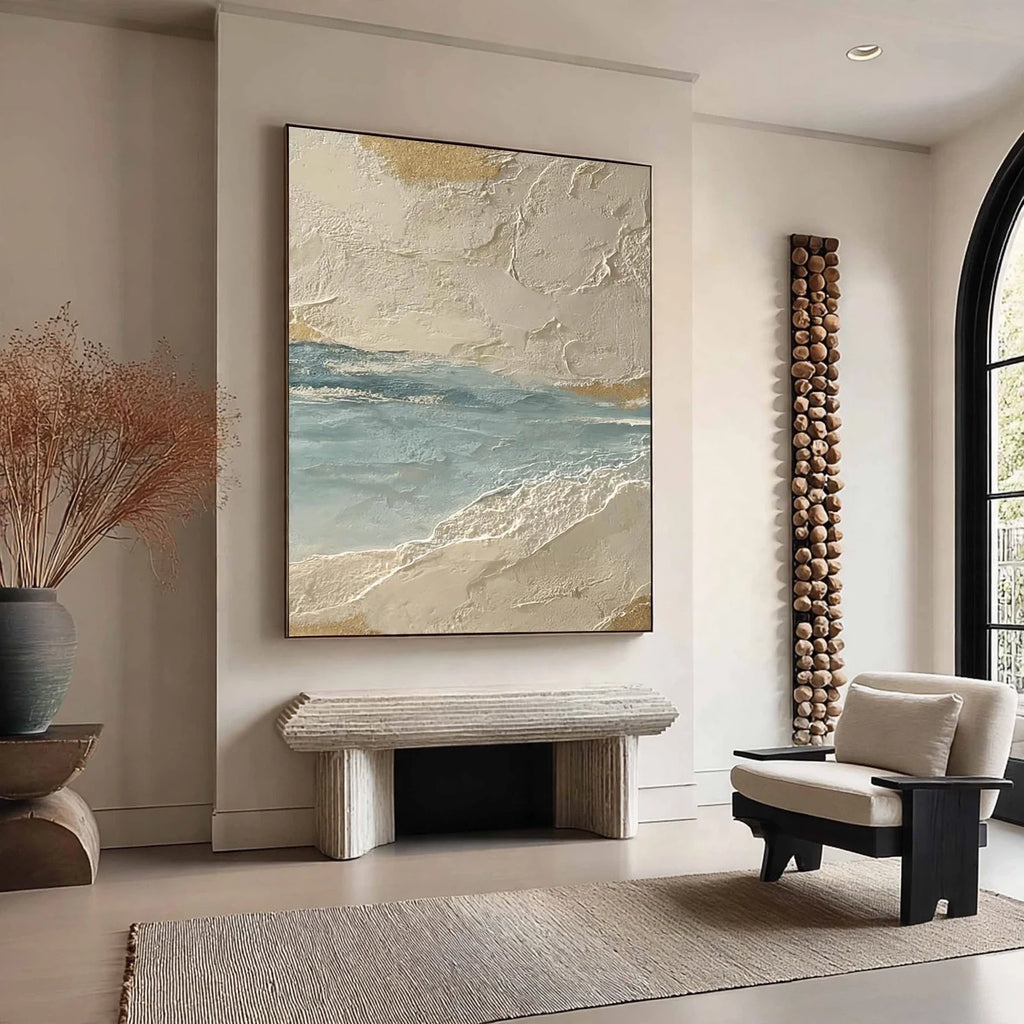 Golden Shore Textured Seascape Painting #M957
