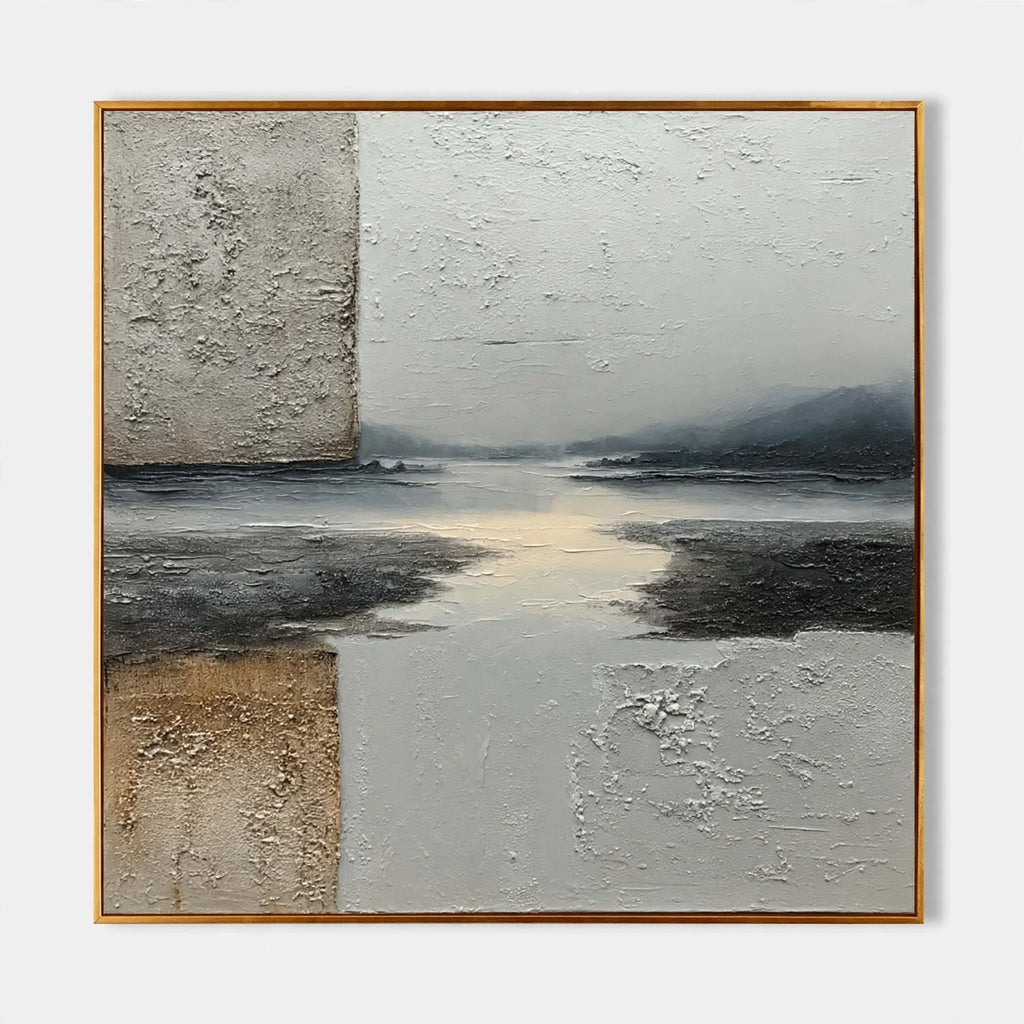 Misty Inlet Textured Abstract Painting #M961