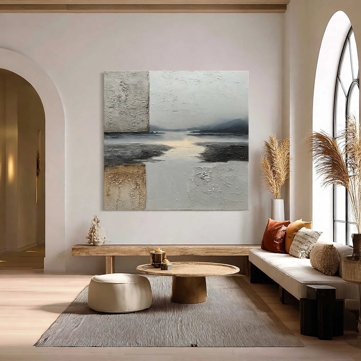 Misty Inlet Textured Abstract Painting #M961