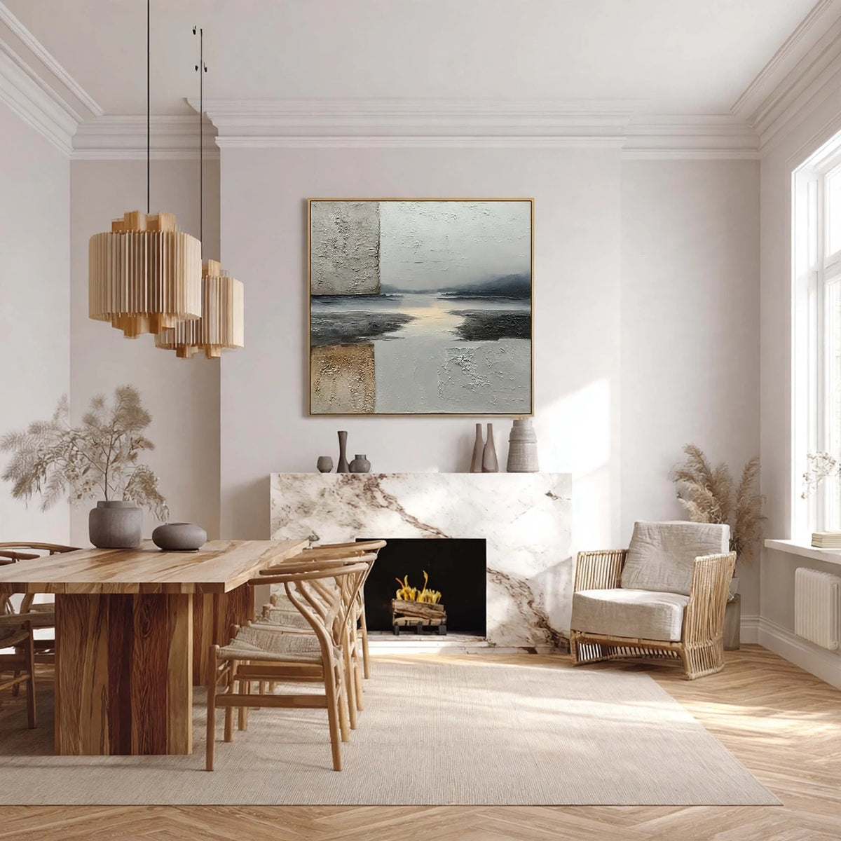 Misty Inlet Textured Abstract Painting #M961