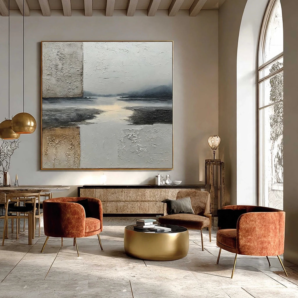 Misty Inlet Textured Abstract Painting #M961