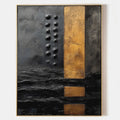 Obsidian Gold Textured Abstract Painting #M963