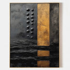 Obsidian Gold Textured Abstract Painting #M963