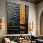 Obsidian Gold Textured Abstract Painting #M963
