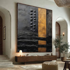 Obsidian Gold Textured Abstract Painting #M963