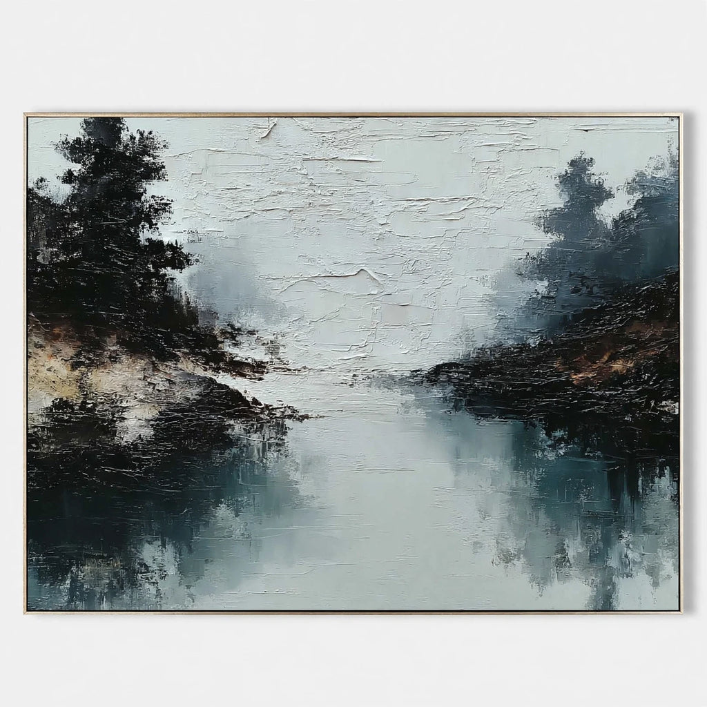 Misty Lake Textured Landscape Painting #M964