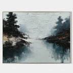 Misty Lake Textured Landscape Painting #M964