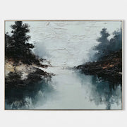 Misty Lake Textured Landscape Painting #M964