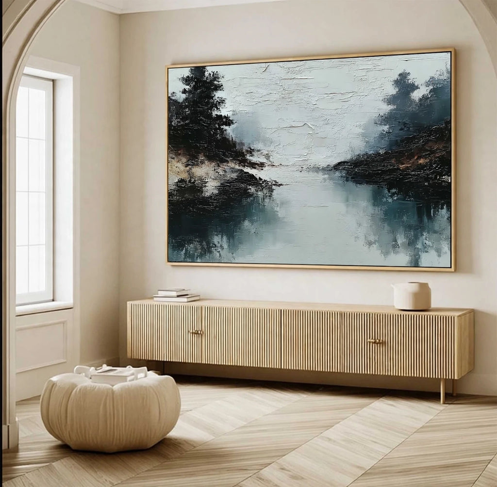 Misty Lake Textured Landscape Painting #M964