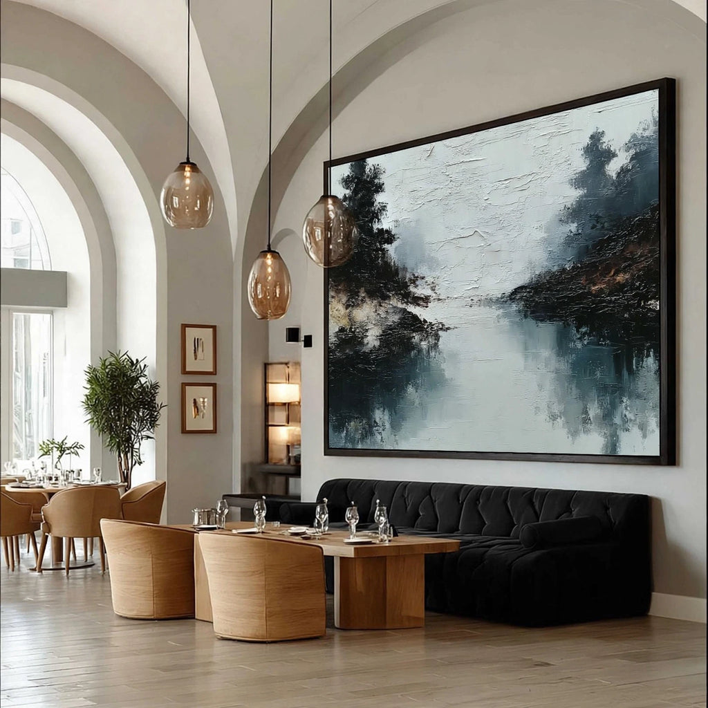 Misty Lake Textured Landscape Painting #M964
