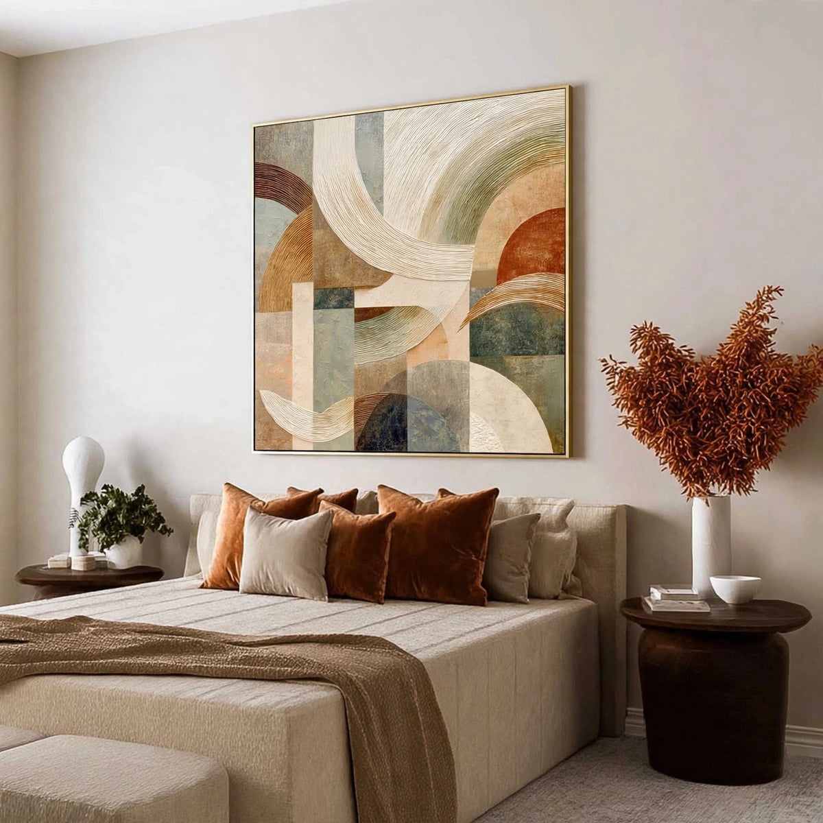 Earthen Arcs Geometric Abstract Painting #M967