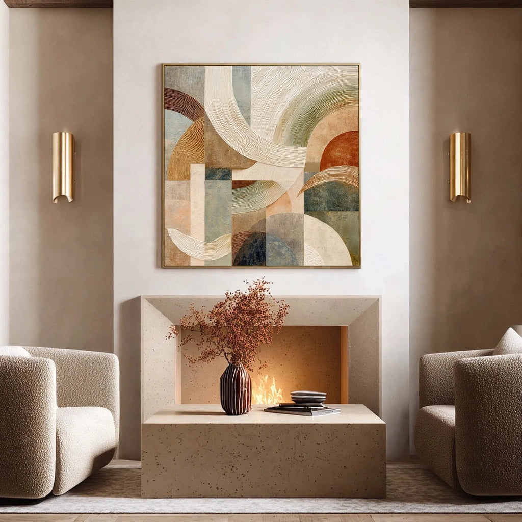 Earthen Arcs Geometric Abstract Painting #M967
