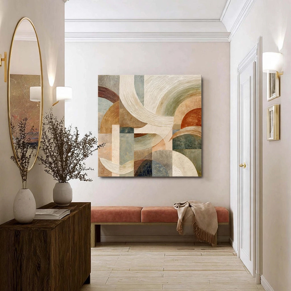 Earthen Arcs Geometric Abstract Painting #M967