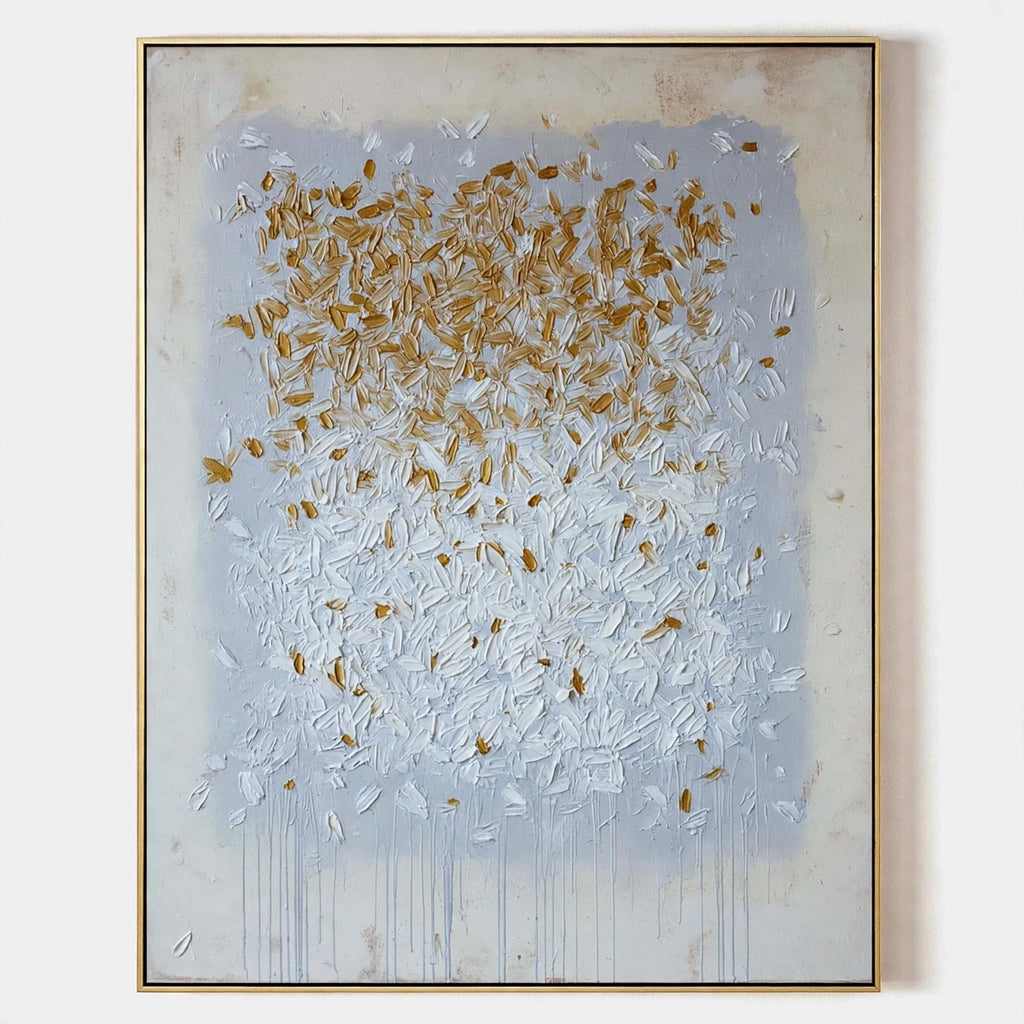 Gilded Petals Textured Abstract Painting #M969