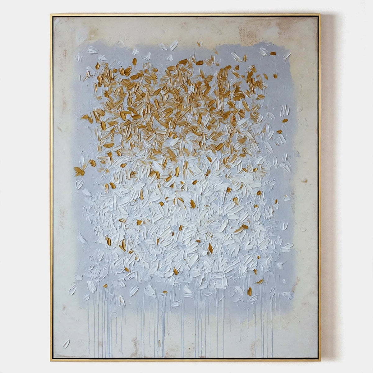 Gilded Petals Textured Abstract Painting #M969