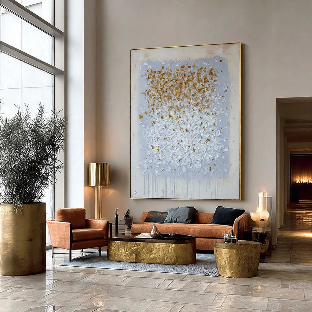 Gilded Petals Textured Abstract Painting #M969